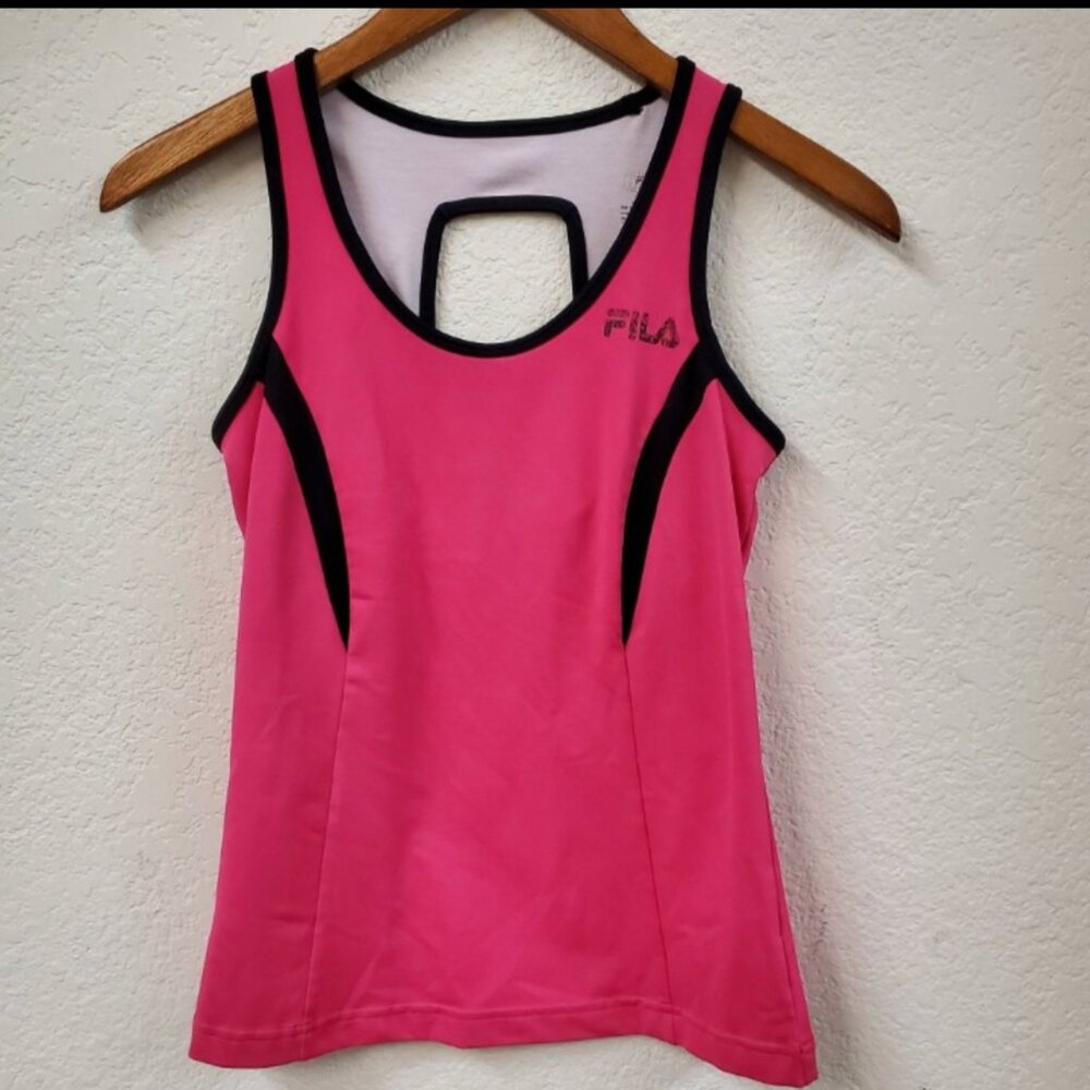 Fila Active Wear Top Scoop Neck Key Hole Back XS (WT181)